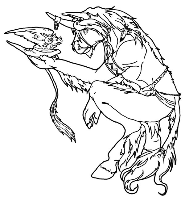 600x638 Anthro Unicorn And Baby Dragon By Kristyd