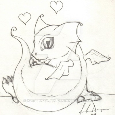 400x400 Cute Baby Dragon Doodle By Kattenyajen