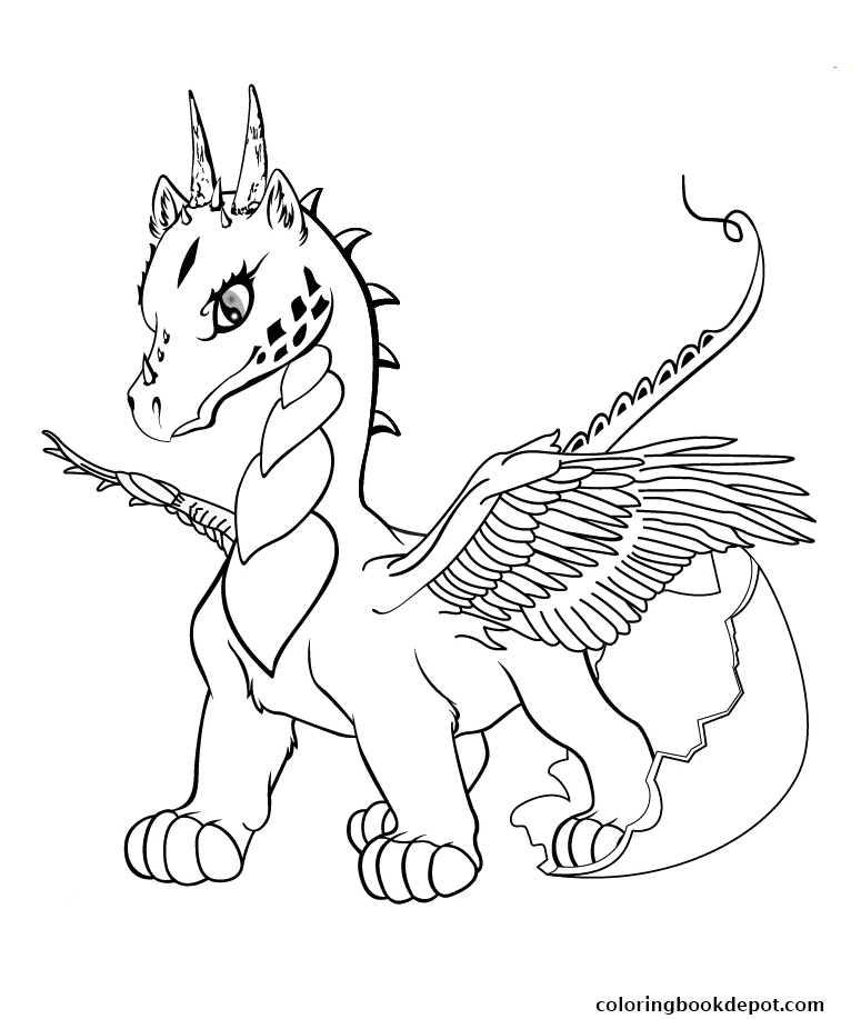 775x917 Cute Baby Dragon Coloring Pages