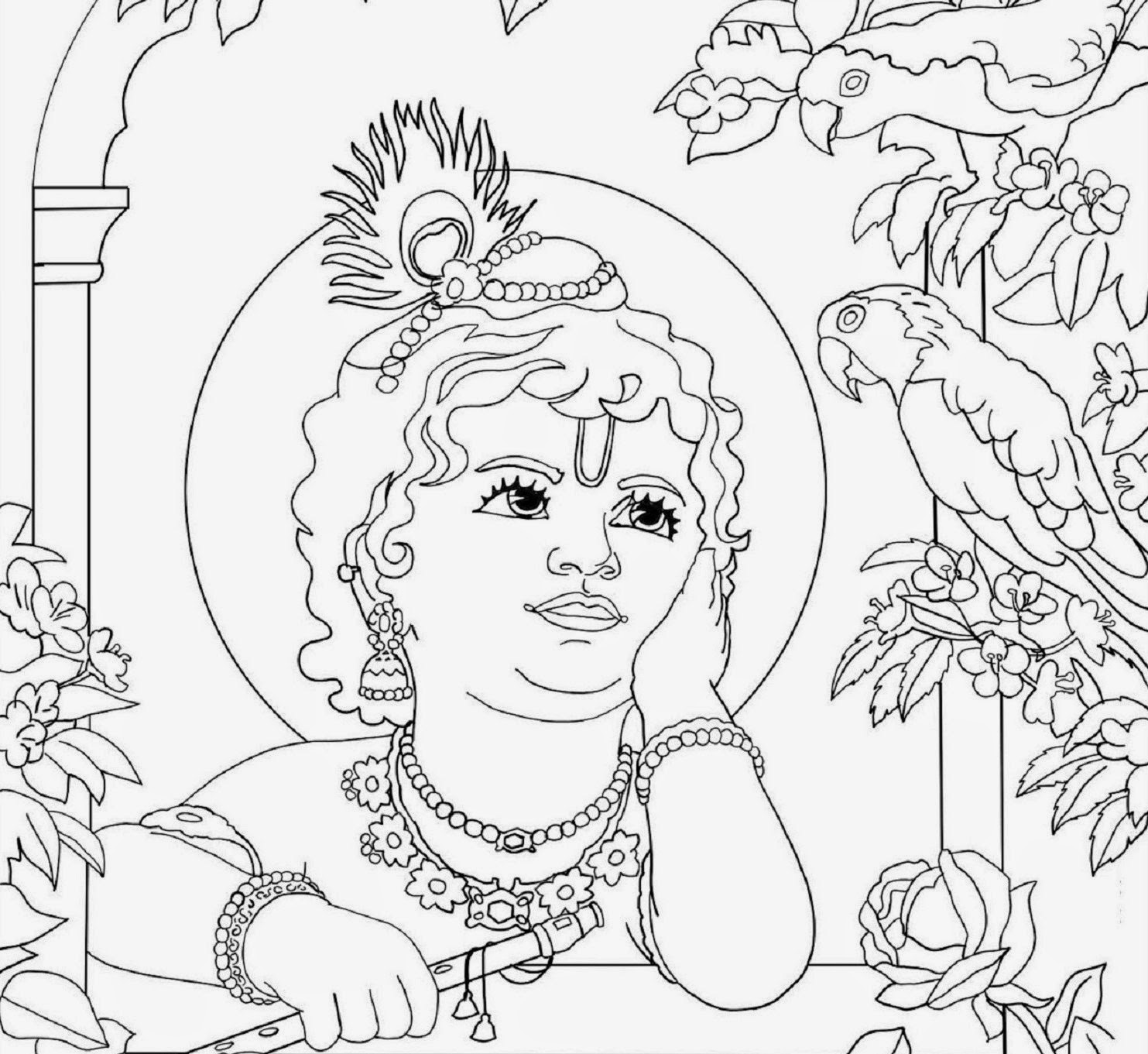 1483x1361 Colour Drawing Free Wallpaper Lord Baby Krishna Coloring Drawing