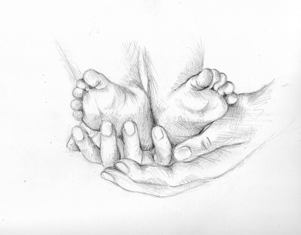 1024x800 Baby Drawing In Pencil Sketch Pencil Sketches Of Mother And Child