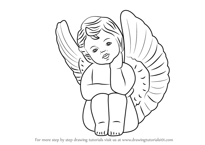 800x567 Learn How To Draw A Baby Angel With Wings (Angels) Step By Step