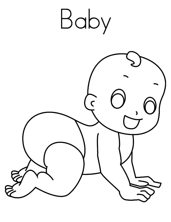600x776 Babies With Little Hair Crawling Coloring Pages Bulk Color