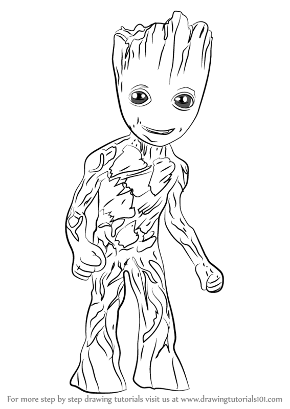 567x800 Learn How To Draw Baby Groot (Marvel Comics) Step By Step