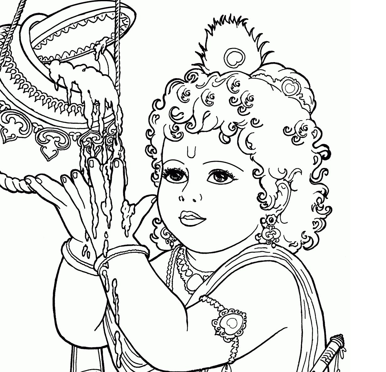 1232x1185 Baby Krishna Coloring Pages