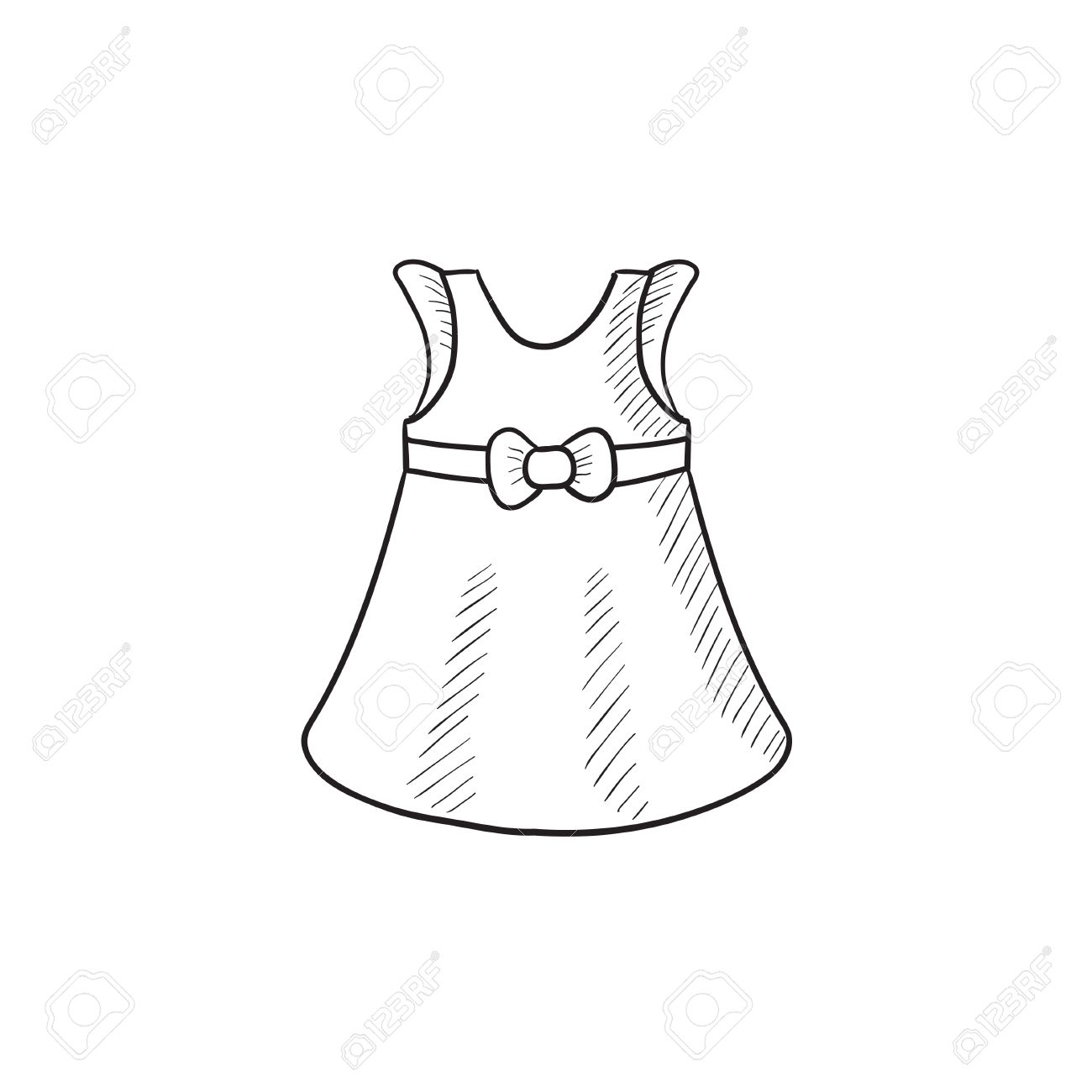 1300x1300 Baby Dress Vector Sketch Icon Isolated On Background. Hand Drawn