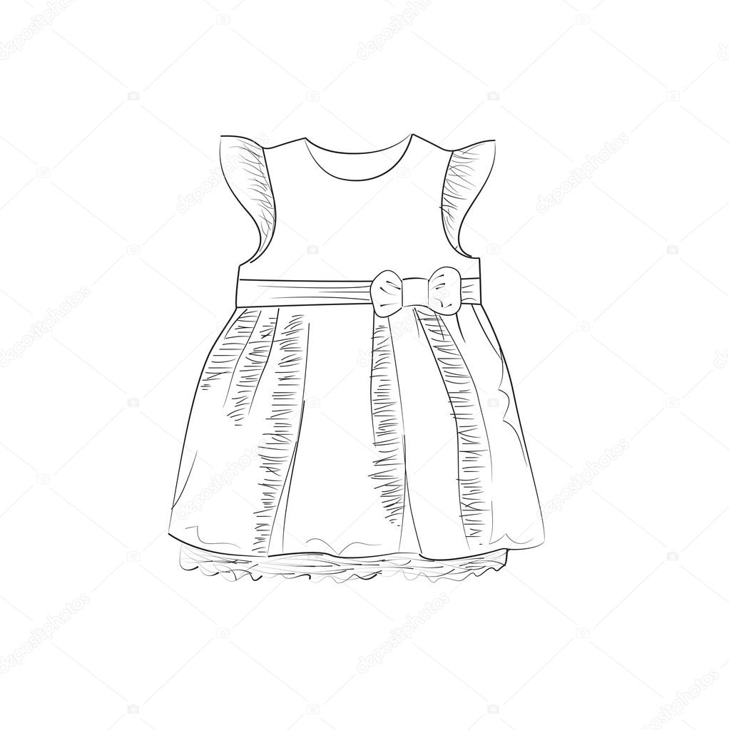 1022x1024 Baby Dress Sketch Stock Vector Yuliia25