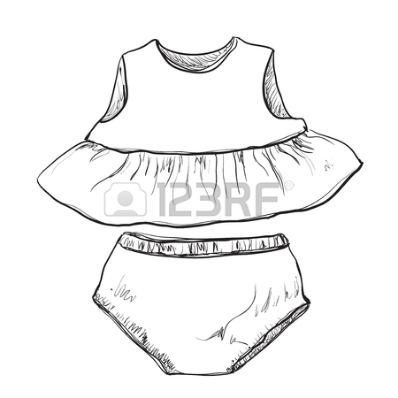 450x450 Baby Dress Vector Sketch. Clothes On The Hanger. Hand Drawn