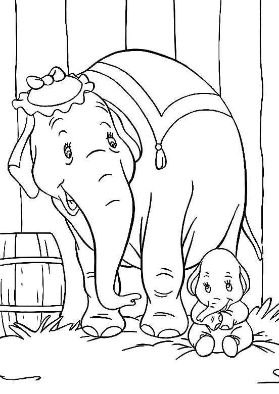 552x780 Baby Dumbo With Mother Coloring Pages