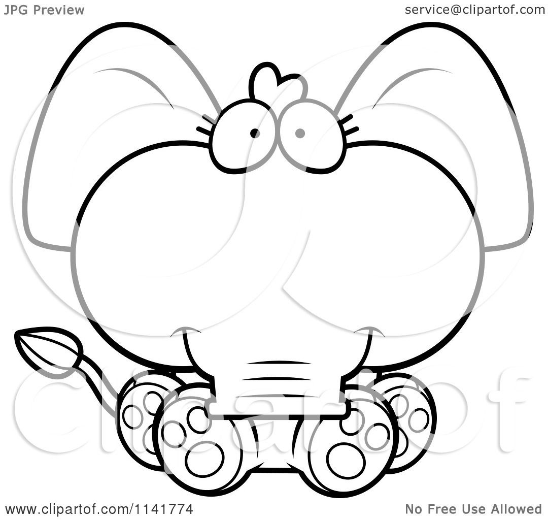 1080x1024 Cartoon Clipart Of A Black And White Cute Baby Elephant Sitting