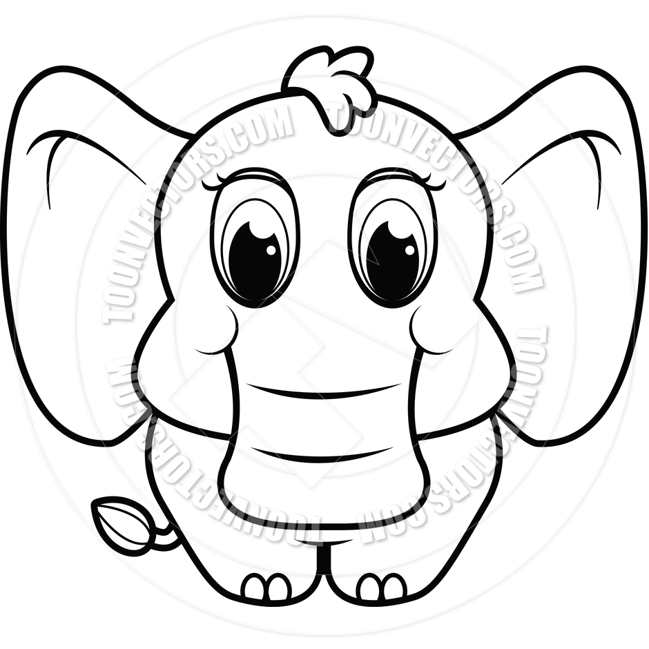 940x940 Elephant Line Drawings Baby Elephant (Black And White Line Art