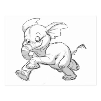 324x324 Baby Elephant Sketches Postcards Zazzle