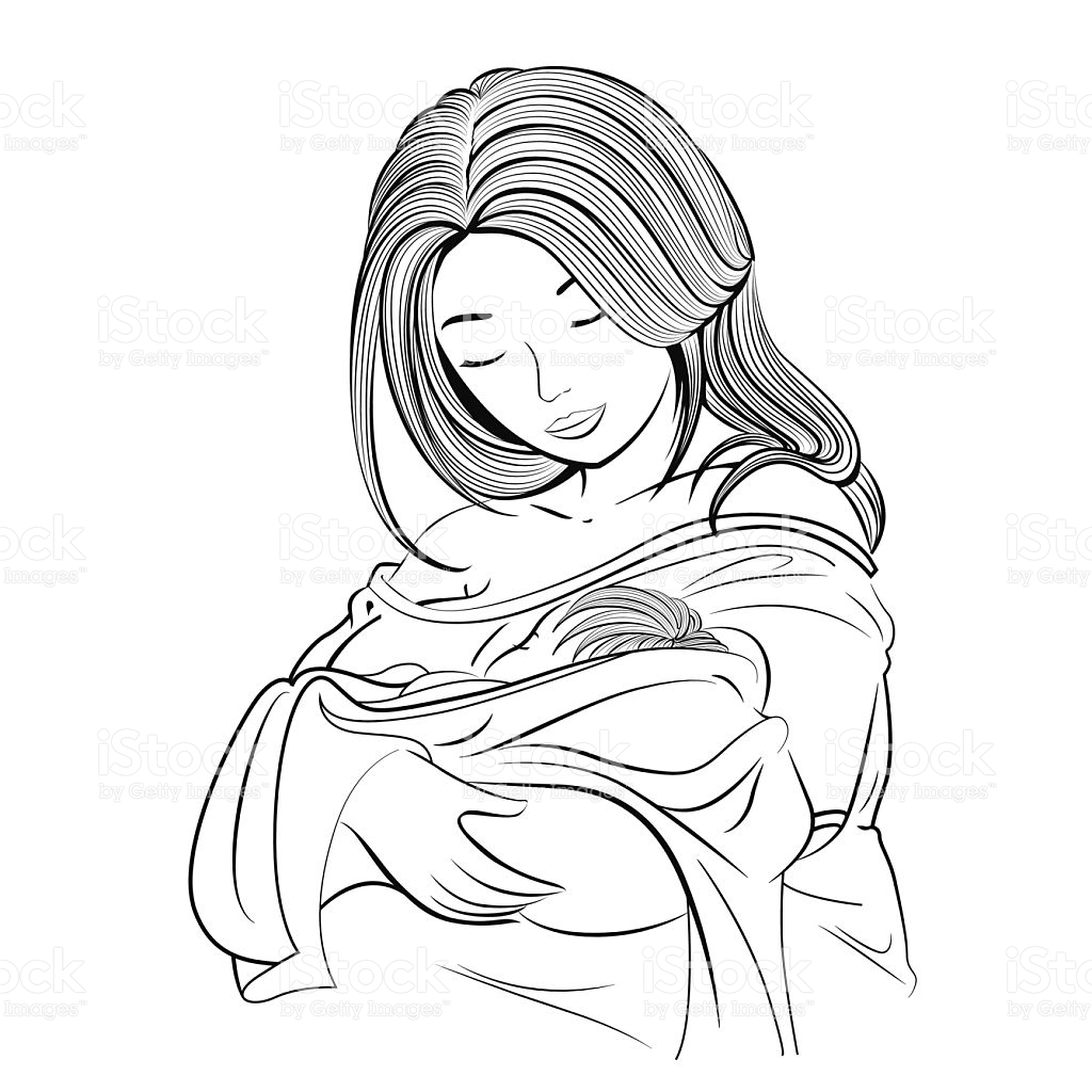 1024x1024 Drawn Baby Mother Vector