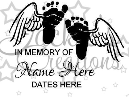 418x315 In Loving Memory Of Decal With Baby Feet And Wings