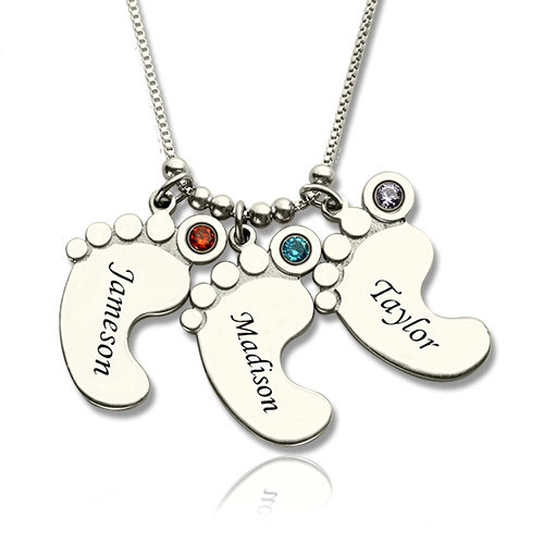 500x500 Personalized Mothers Necklace Baby Feet Charm