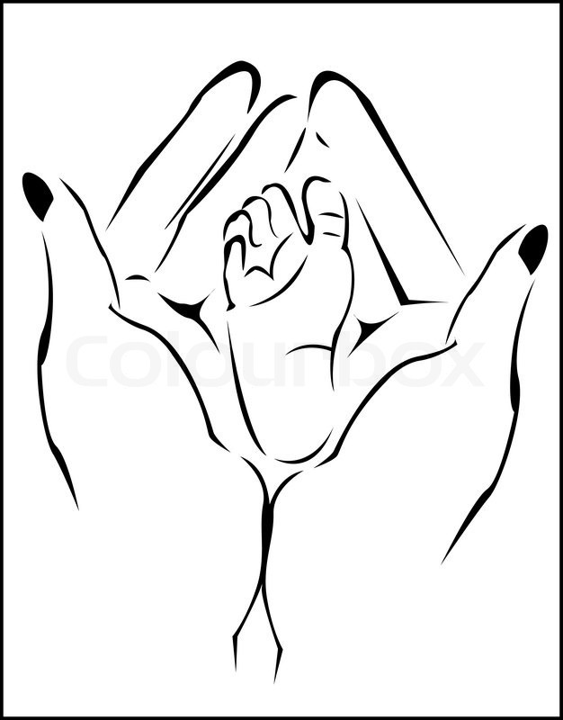 626x800 Baby Foot In Mother Hands Stock Vector Colourbox