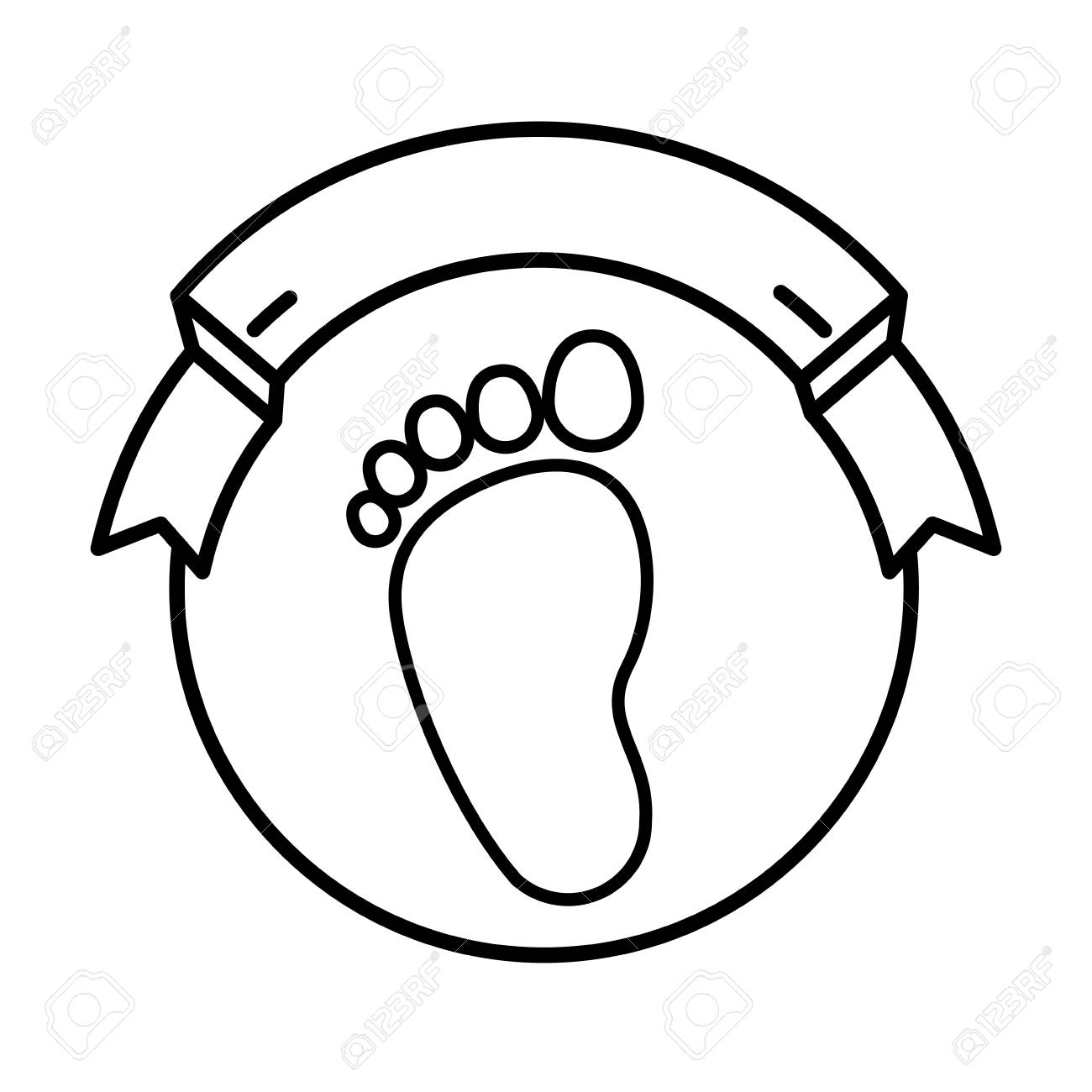 1300x1300 Silhouette Frame With Label Baby Footprint Vector Illustration