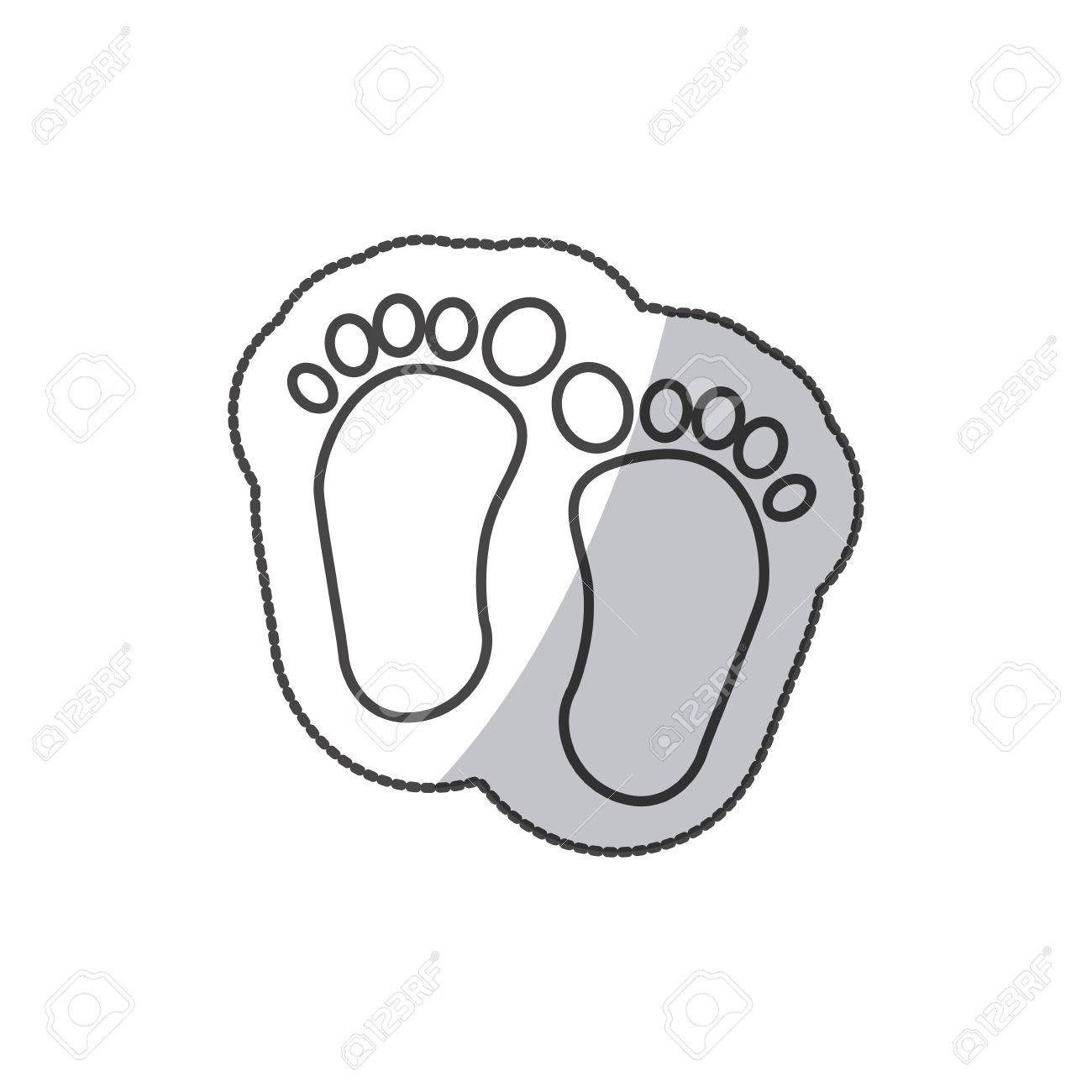 1300x1300 Sticker Baby Paint Footprint Standing In Silhouette Vector