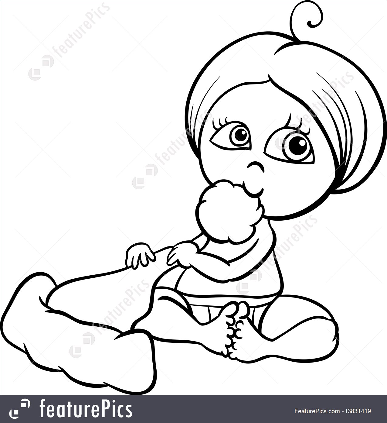 1275x1392 Illustration Of Baby Girl With Santa Hat Coloring Page