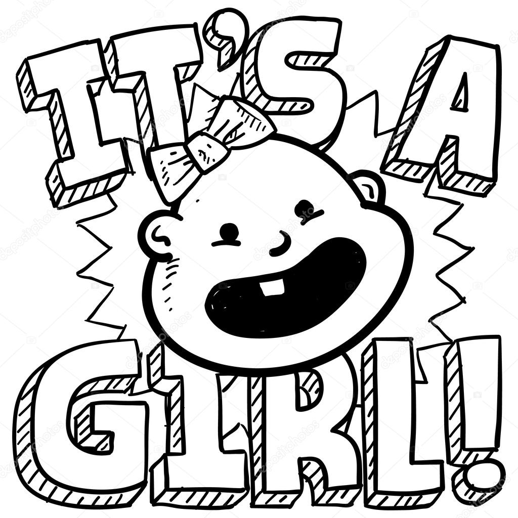 1024x1024 It's A Girl Baby Sketch Stock Vector Lhfgraphics