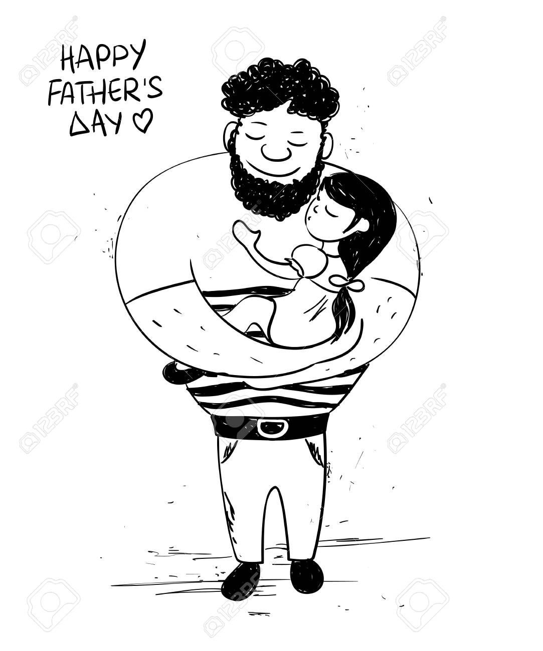 1083x1300 Sketch Funny Illustration With Cute Little Baby Girl Daughter