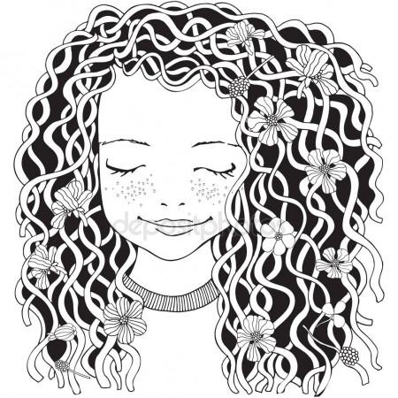 450x450 Baby Girl With Long Curly Hair Stock Vector Imhope.yandex.ru
