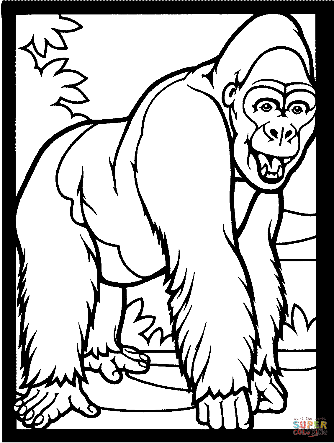 1132x1500 Baby Gorilla On Mother's Back Coloring Page Free Printable