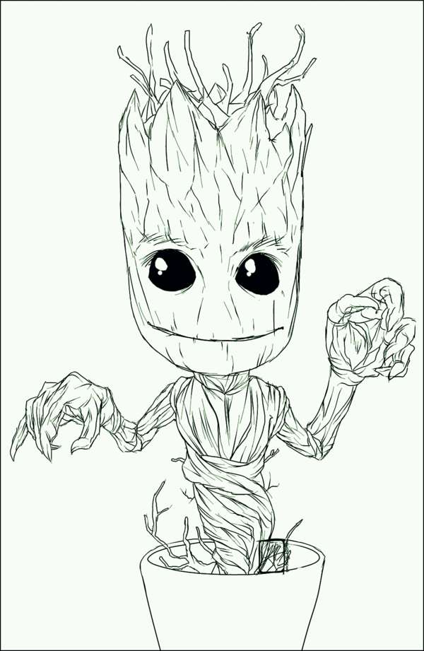 600x921 Commission Pixel Baby Dancing Groot By Invisiblerainart