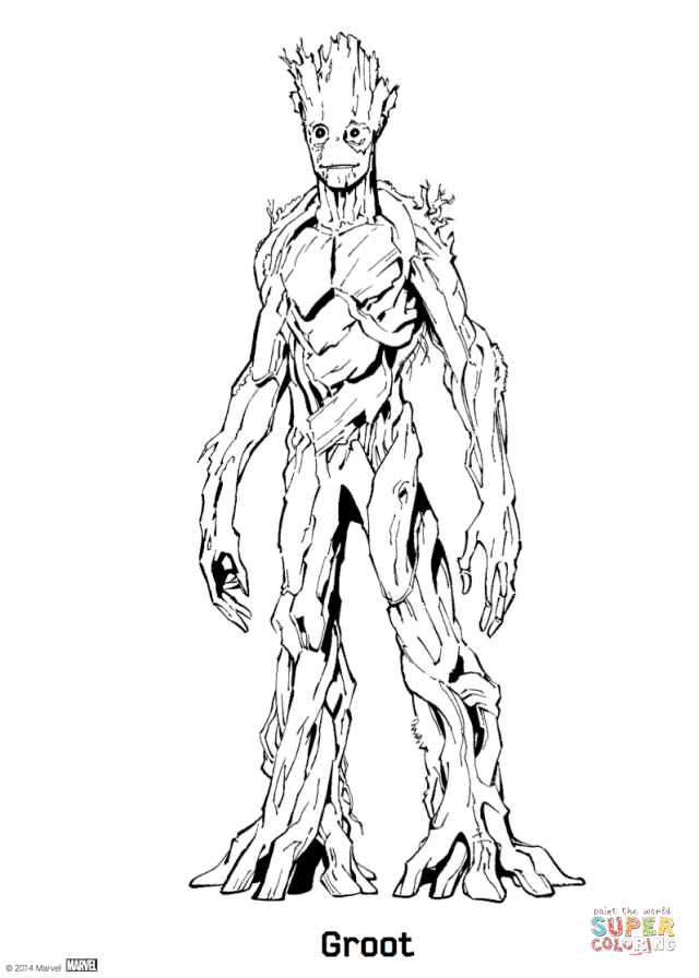 640x896 Groot From Guardians Of The Galaxy Coloring Page Free Printable