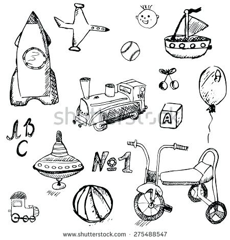 450x470 Coloring Toys For Kids Baby Child Toys Set Hand Drawn Sketch
