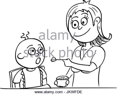 395x320 Hand Drawn Sketch Mother And Baby. Vector Illustration Stock