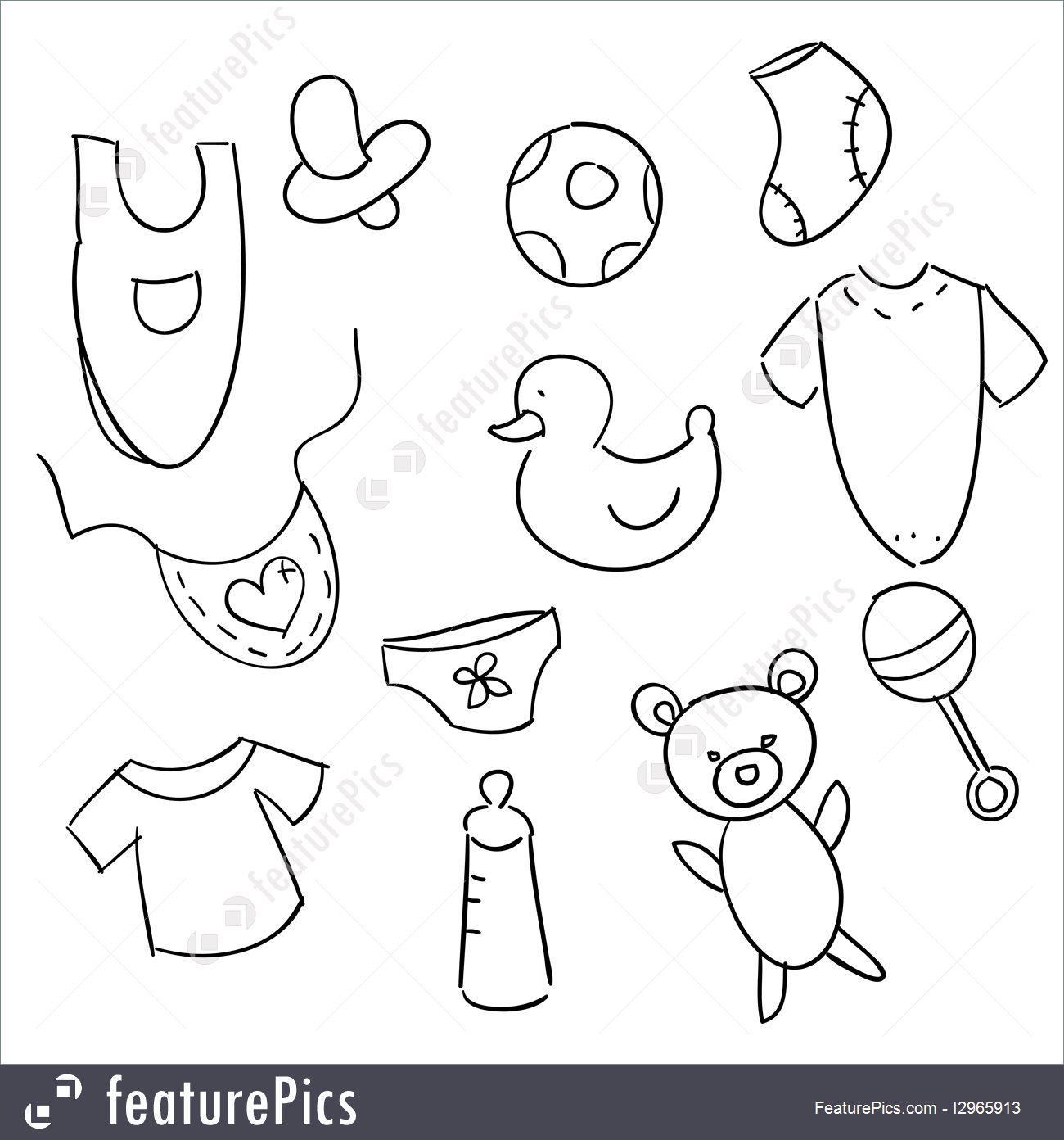 1300x1392 Illustration Of Hand Drawn Baby Icons