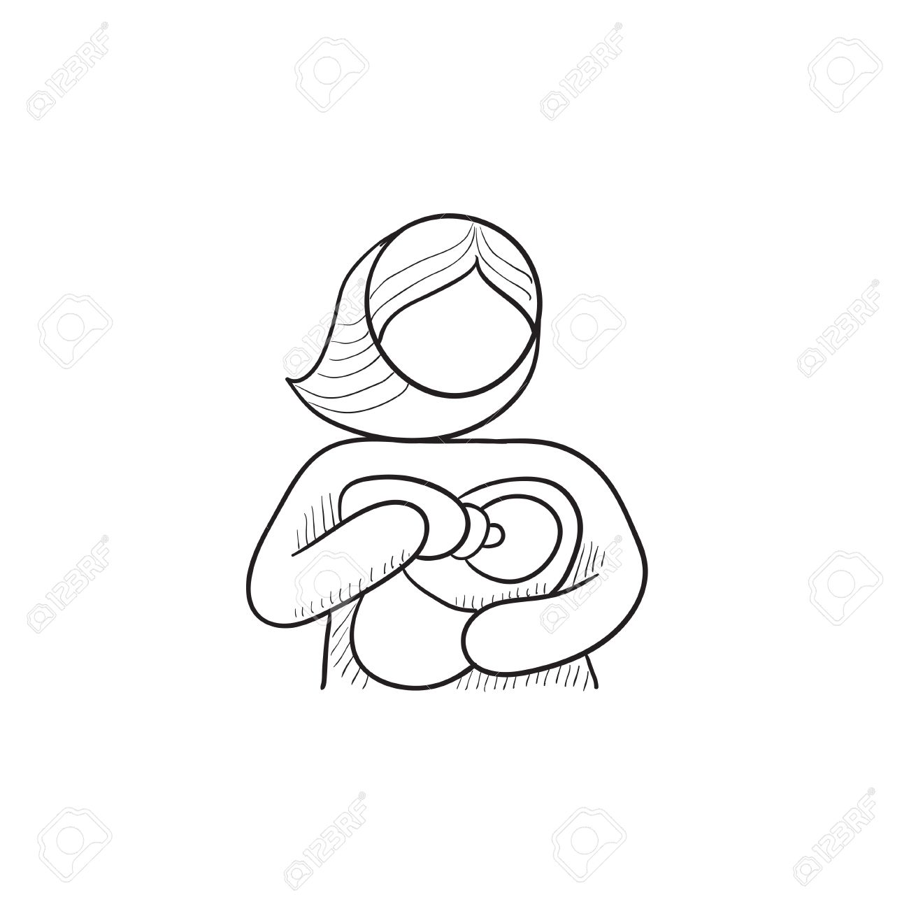 1300x1300 Woman Nursing Baby Vector Sketch Icon Isolated On Background