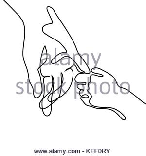 300x320 Continuous Line Drawing Of Holding Hands Together Stock Vector Art