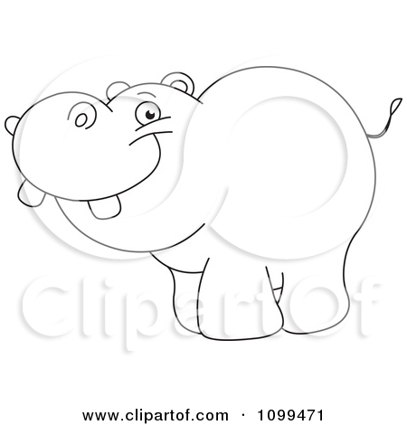 450x470 1099471 Clipart Happy Outlined Cute Baby Hippo Royalty Free Vector