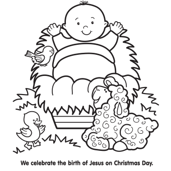 340x340 Baby Jesus In A Manger Coloring Page Color My World