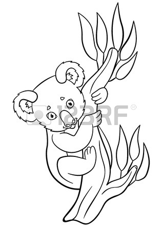 318x450 Coloring Pages. Mother Koala With Her Little Cute Baby On Her