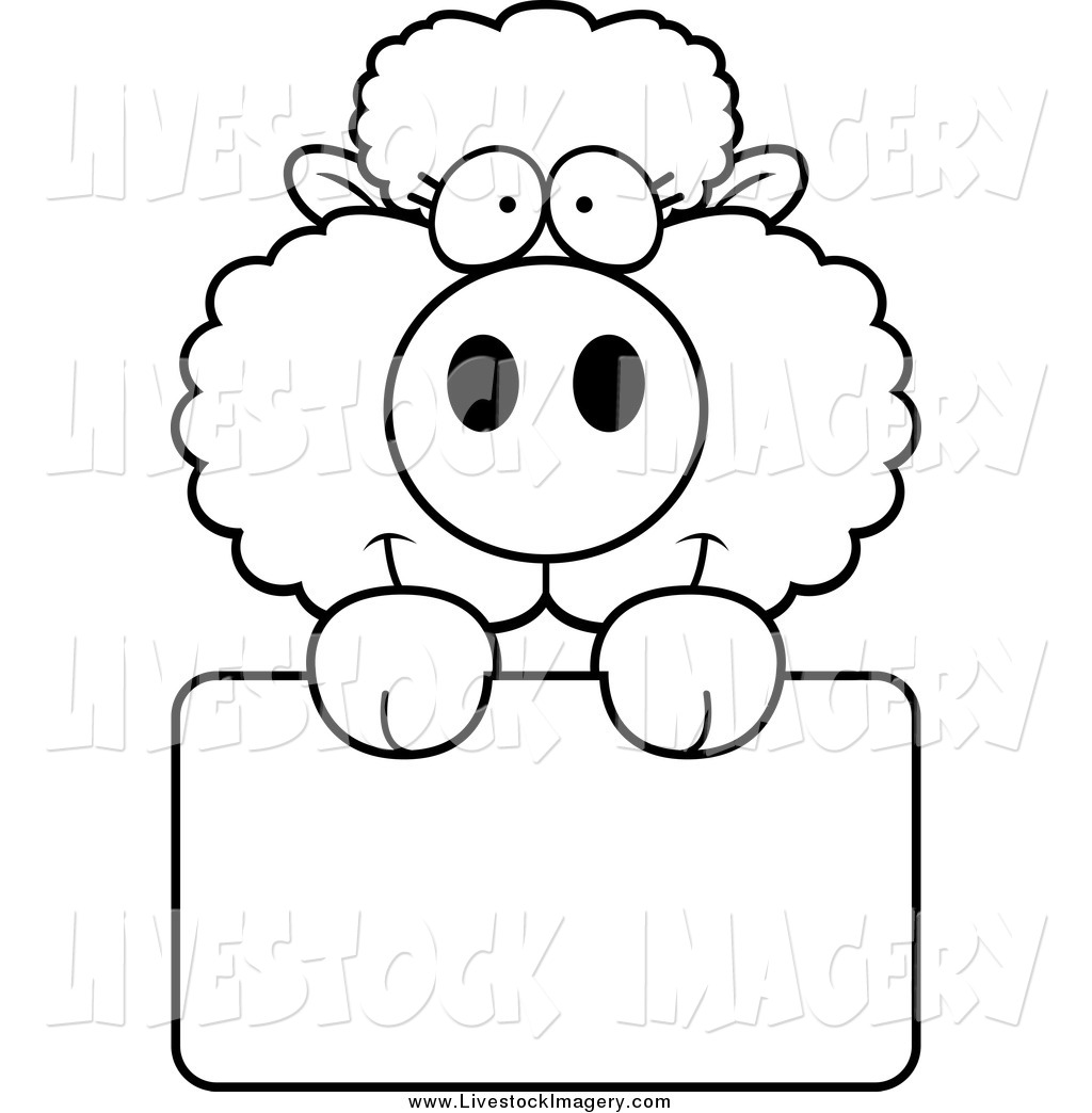 1024x1044 Clip Art Of A Black And White Baby Sheep Holding A Blank Sign By