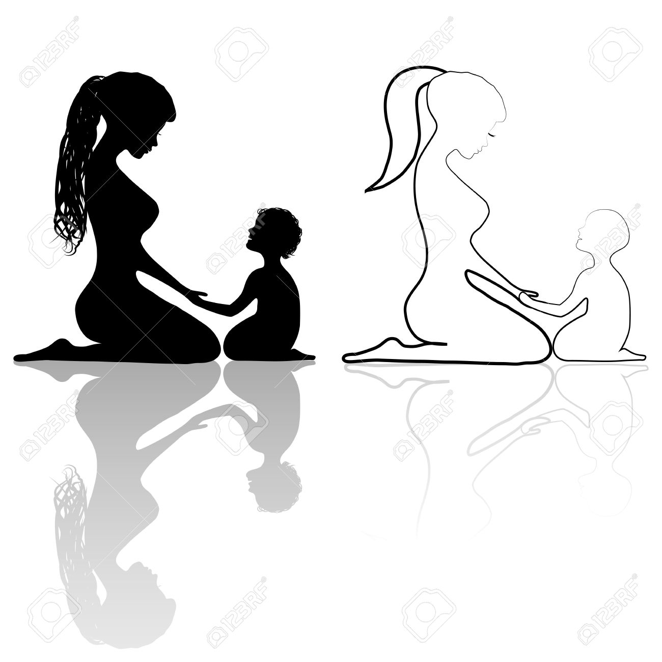 1300x1300 Mother And Baby Icon Silhouettes. Woman Family Child Protect