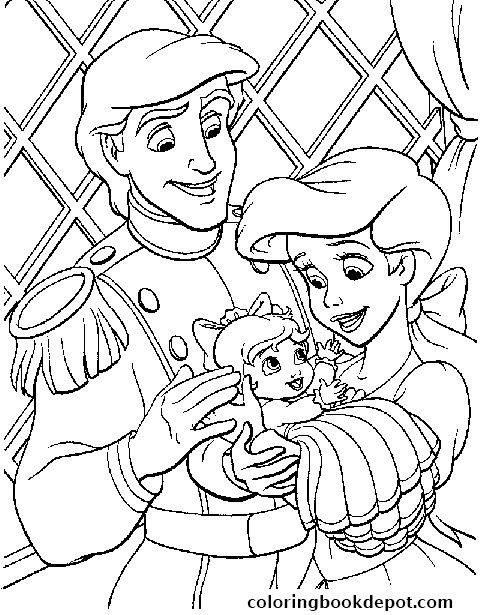 486x615 Eric And Ariel With Their Baby Little Mermaid Sfeba Coloring Pages