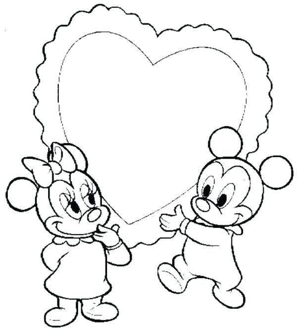 600x680 Mickey Mouse Valentine Coloring Pages Baby Mickey Heart Coloring