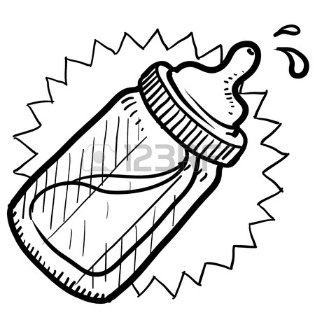 450x450 Doodle Style Baby Bottle Sketch With Milk Or Formula In Format