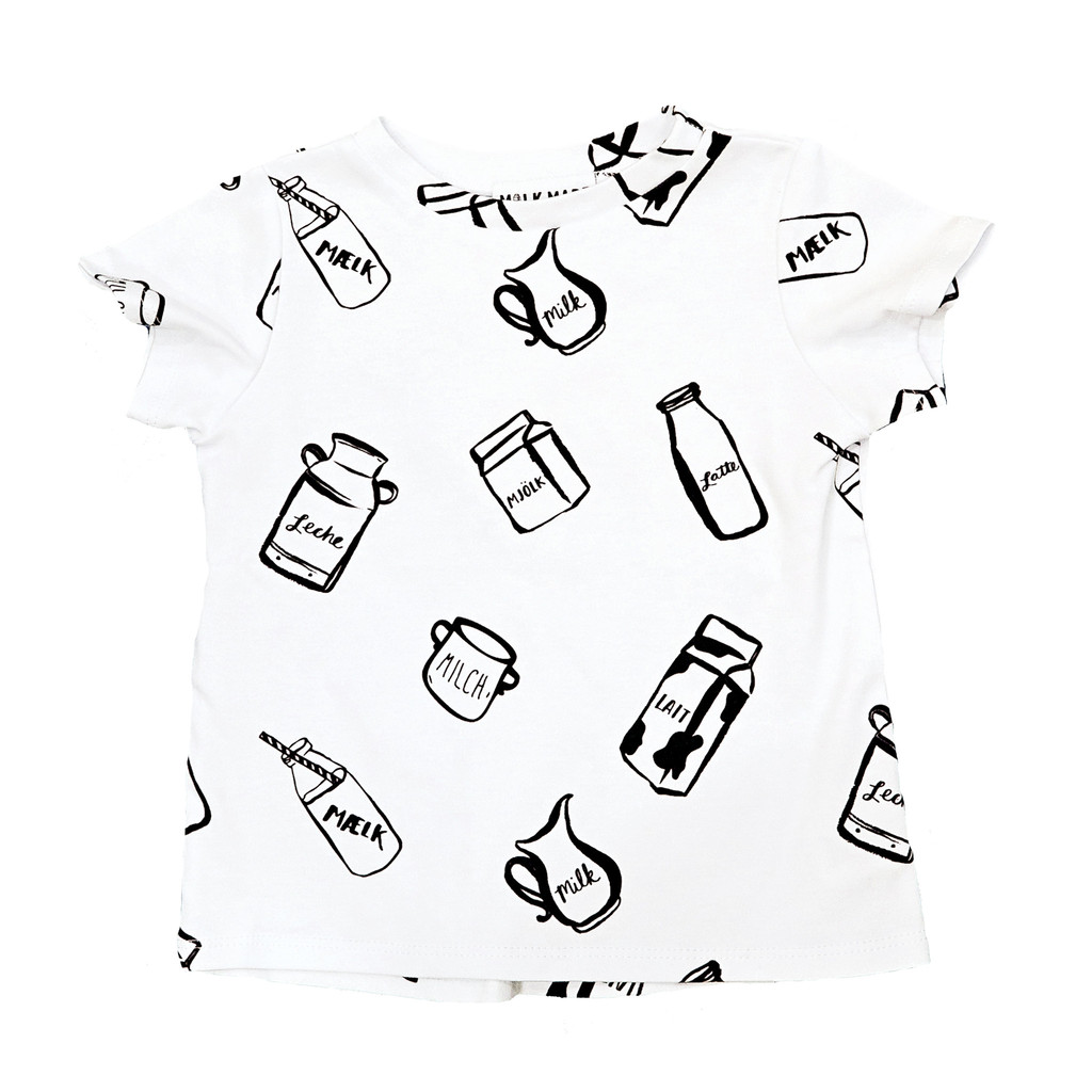 1024x1024 Milk Bottle Drop Back Tee (White) Organic Baby Kid's Children
