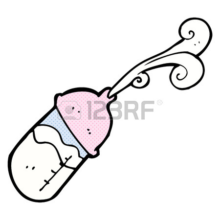 450x450 Retro Comic Book Style Cartoon Baby Milk Bottle Royalty Free