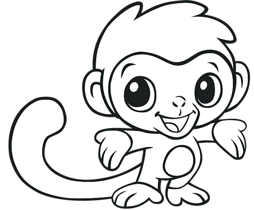 863x712 Drawings Of Monkeys Cute Baby Monkey Drawings Coloring Pages Book