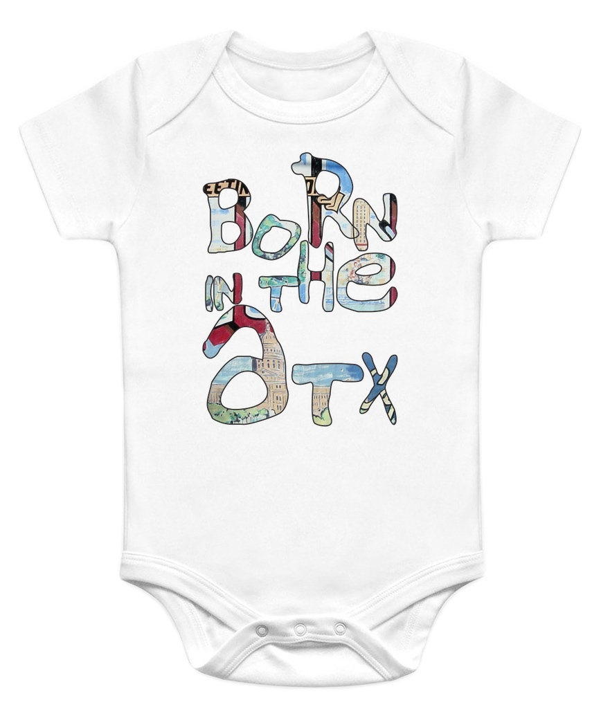 868x1035 Born In The Atx Baby Onesie Austin, Texas Baby Onesies