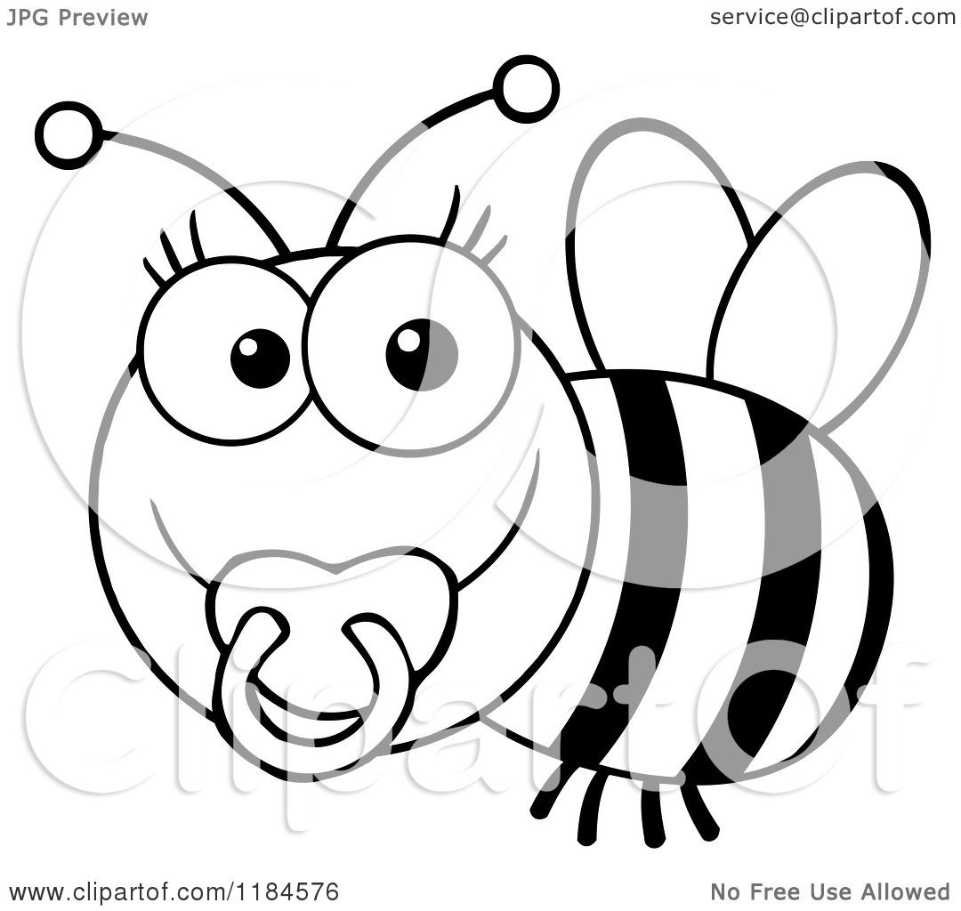 1080x1024 Cartoon Of A Cute Black And White Baby Bee With A Pacifier