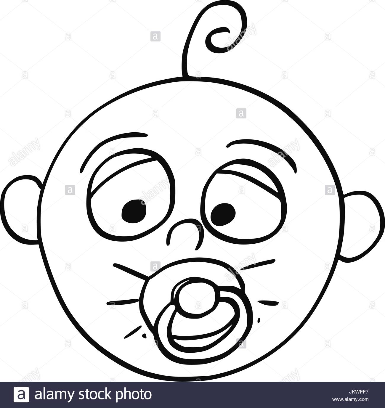 1300x1378 Hand Drawing Cartoon Vector Illustration Of Tired Baby With Dummy