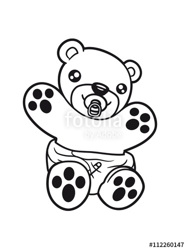 375x500 Baby Pacifier Diaper Child Sweet Cute Small Comic Cartoon Teddy