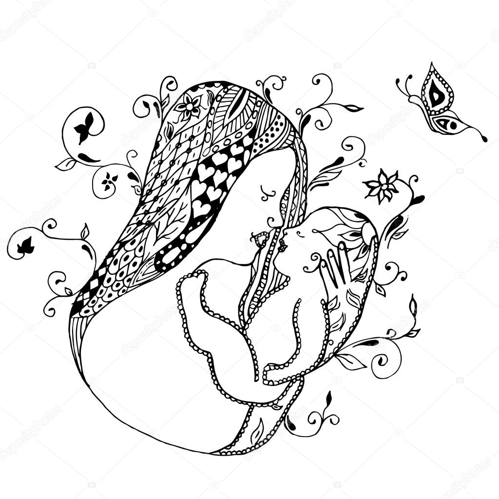 1024x1024 Mother And Child Abstract Pencil Drawing Mother Holding Baby